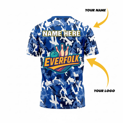 Custom Logo And Name Blue Camo Jersey