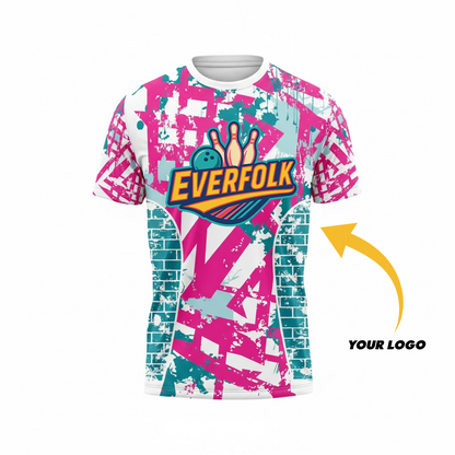 Custom Logo And Name White Aqua Pink Jersey