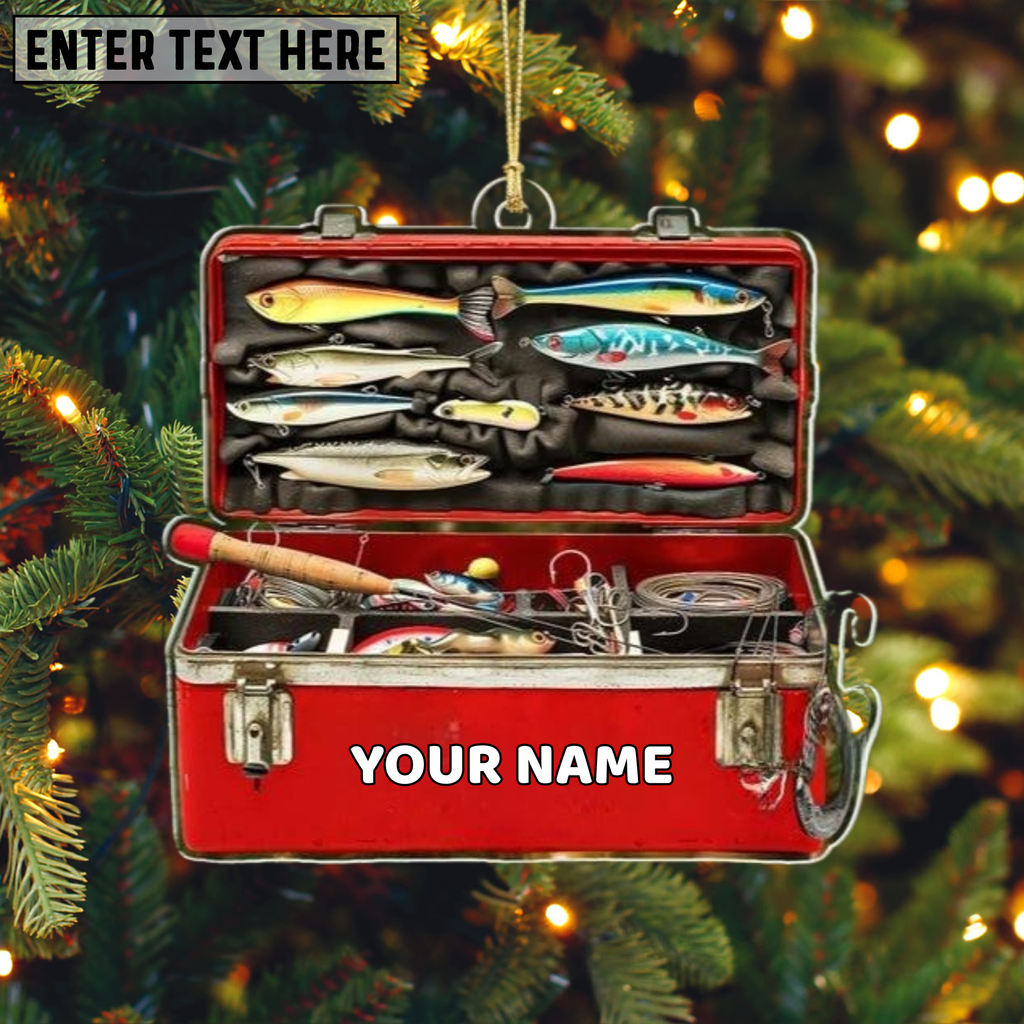Personalized Fishing Christmas Ornament, Fisherman Tackle Box Ornament, Fisherman Christmas Gifts, Dad Fishing Ornament Husband Fishing Gift