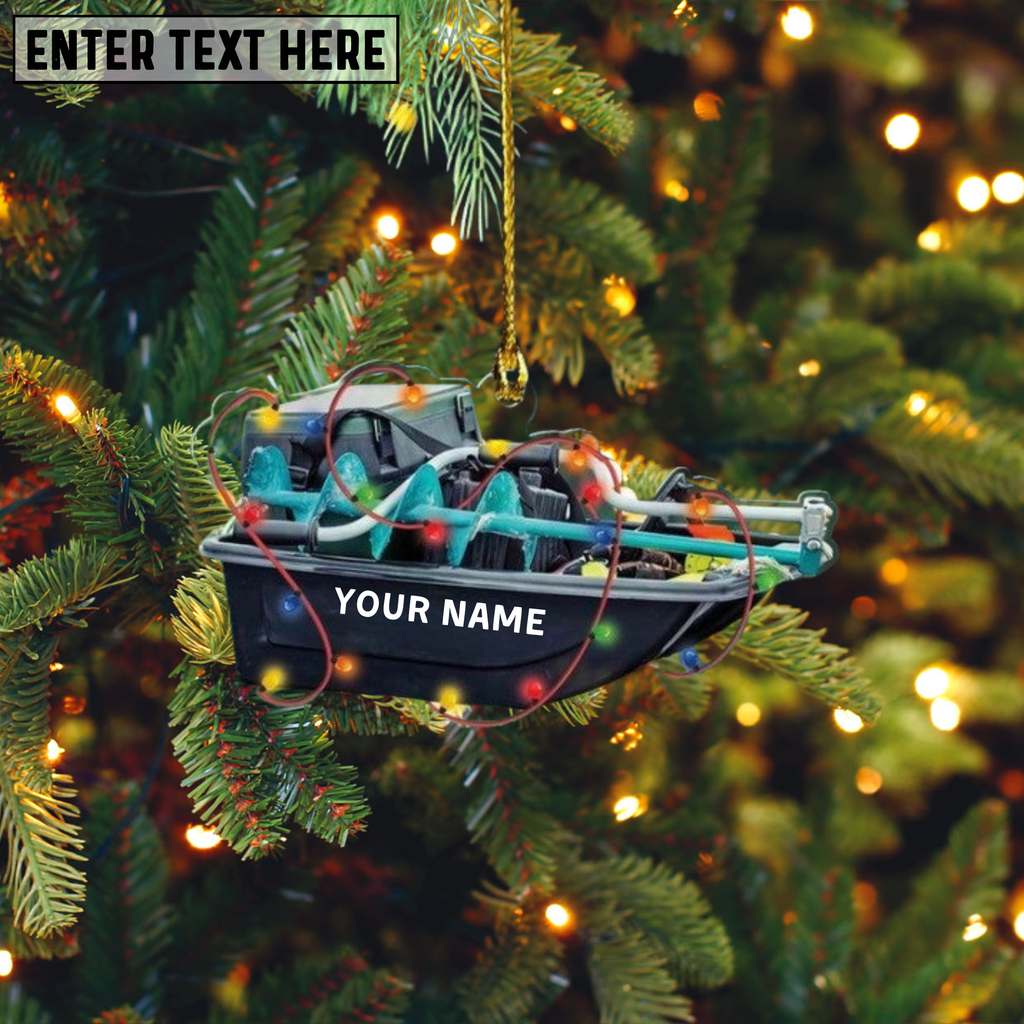 Personalized Ice Fishing Sled 2D Ornament, Christmas Ice Fishing Custom Ornament, Fishing Lover Gift, Christmas Gift
