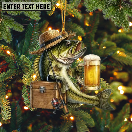 Custom Name Fishing Santa Ornament, Unique Christmas Fishing Gift