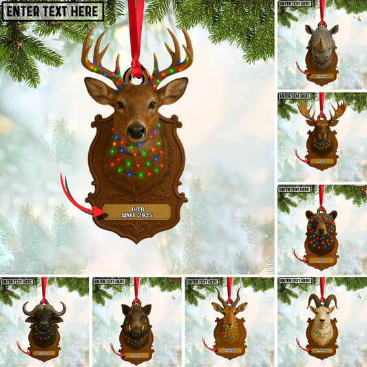 Personalized Trophy Big Game Hunting Christmas 3D Ornament, Custom Holiday Tree Decor, Perfect Gift for Hunter