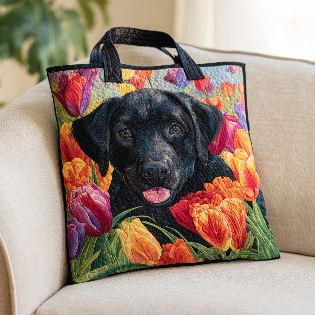 Tulip Labrador Retriever Quilted Tote Bag