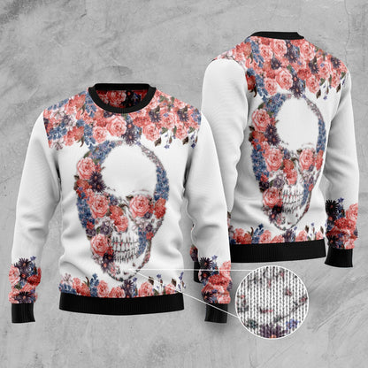 Skull Flowers Ugly Christmas Sweater