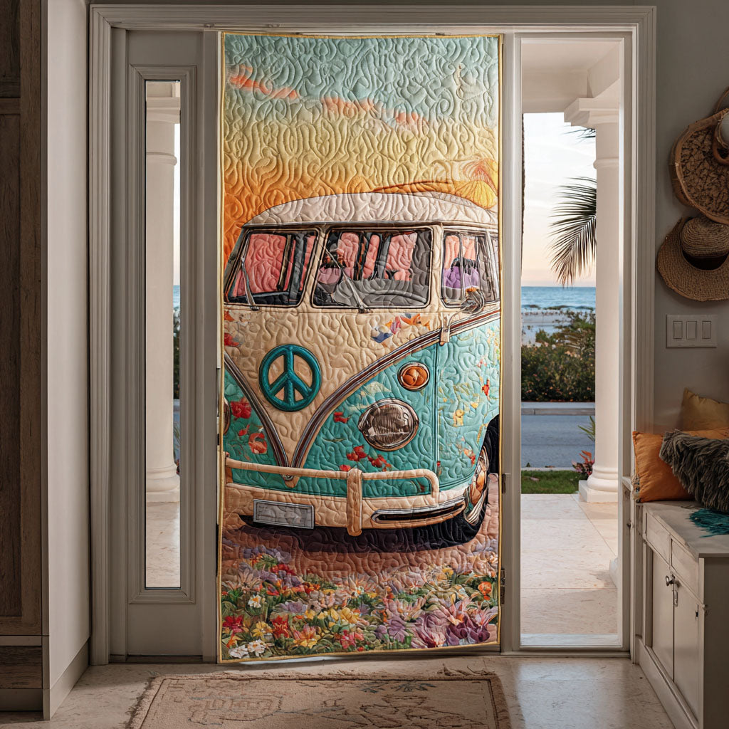 Vintage Roadtrip Quilted Door Cover