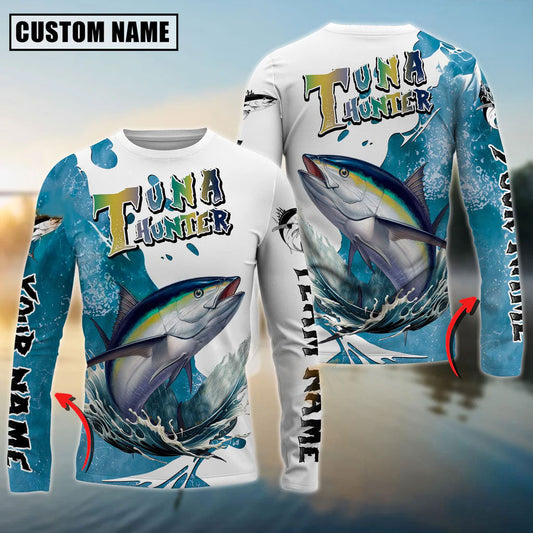 Tuna Hunter Fishing Graphic Splash Effect Custom Name & Team Name 3D Shirts