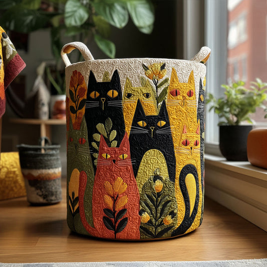 Whisker Patch Quilted Laundry Basket
