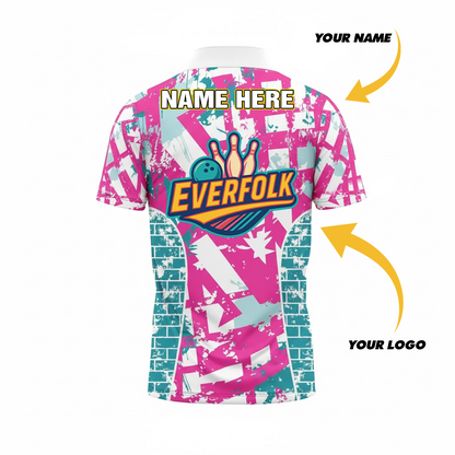 Custom Logo And Name White Aqua Pink Jersey