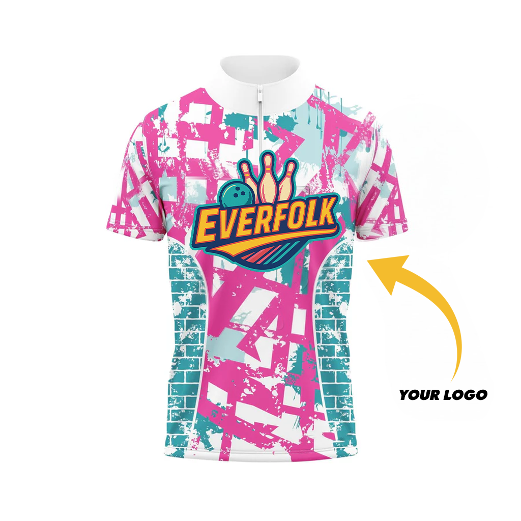Custom Logo And Name White Aqua Pink Jersey