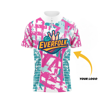 Custom Logo And Name White Aqua Pink Jersey