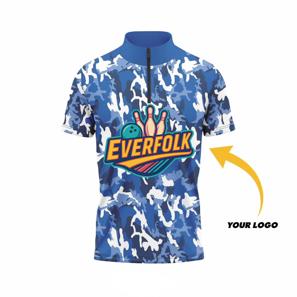 Custom Logo And Name Blue Camo Jersey