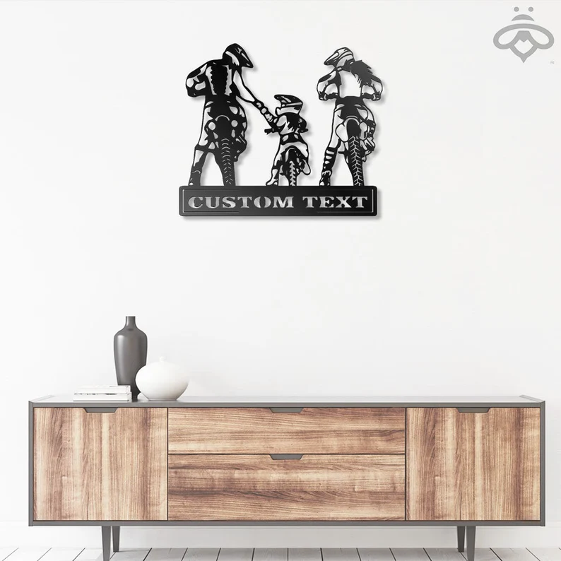 Custom Motocross Family Dad Mom Daughter Metal Wall Art Sign