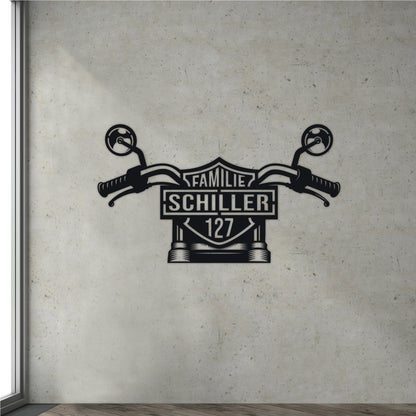 Custom Biker Harley Wall Sign with House Number and Name
