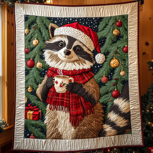 Cozy Racoon with a Festive Spirit Quilt