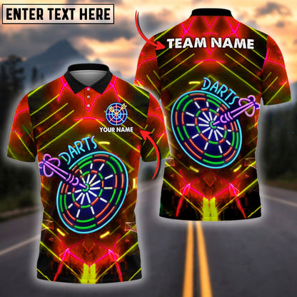 Darts Neon Glow Personalized Name, Team Name Shirt (4 Colors)