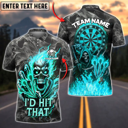 Darts Flame Skull "I'd Hit That" Personalized Name, Team Name Unisex Shirt