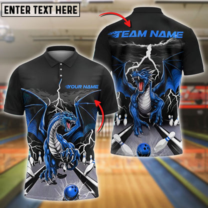 Bowling Lane Thunder Dragon Customized Name, Team Name 3D Shirt (4 Colors)