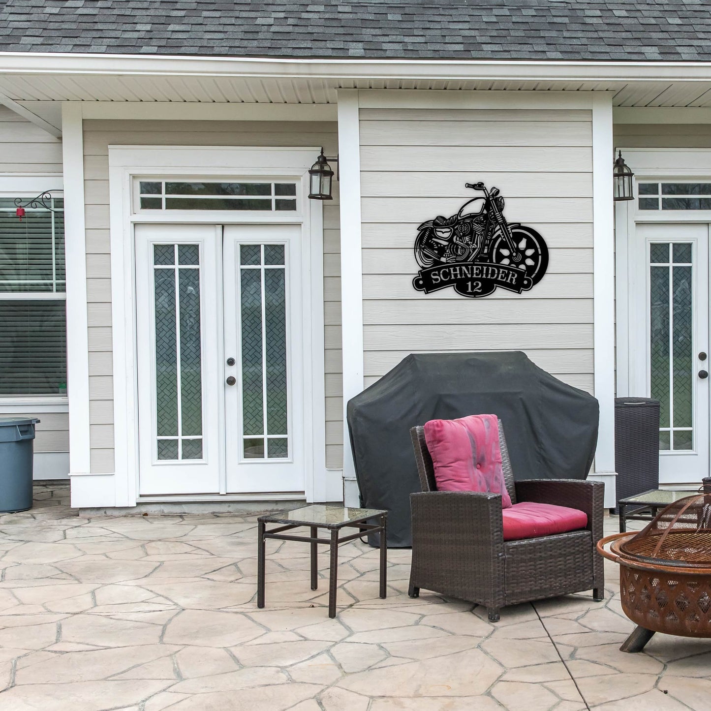 Biker Harley Sign with House Number and Name