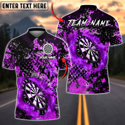 Darts Black Grunge Dartboard Personalized Name, Team Name Unisex Shirt (4 Colors)