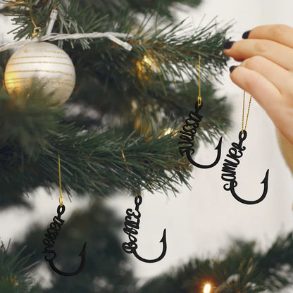 Personalised Lightweight Metal Fishing Hook Ornament with Name Christmas Tree Decoration Christmas Gift for Fishing Lovers