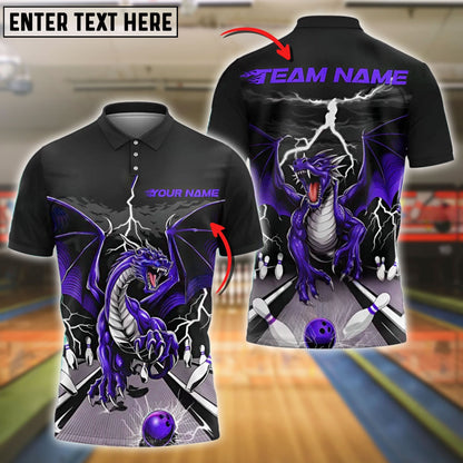 Bowling Lane Thunder Dragon Customized Name, Team Name 3D Shirt (4 Colors)