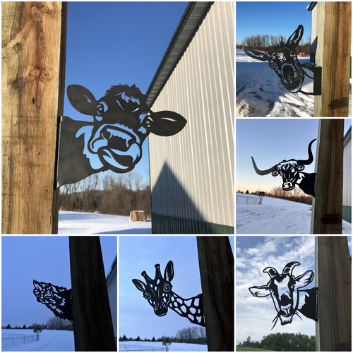 Garden Fence Metal Decoration, Funny Animals