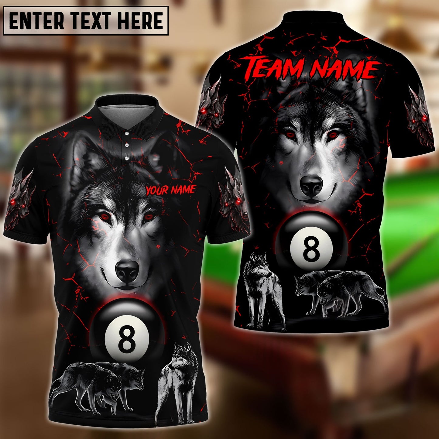 Billiards Wolf Pack Personalized Name & Team Name Shirt