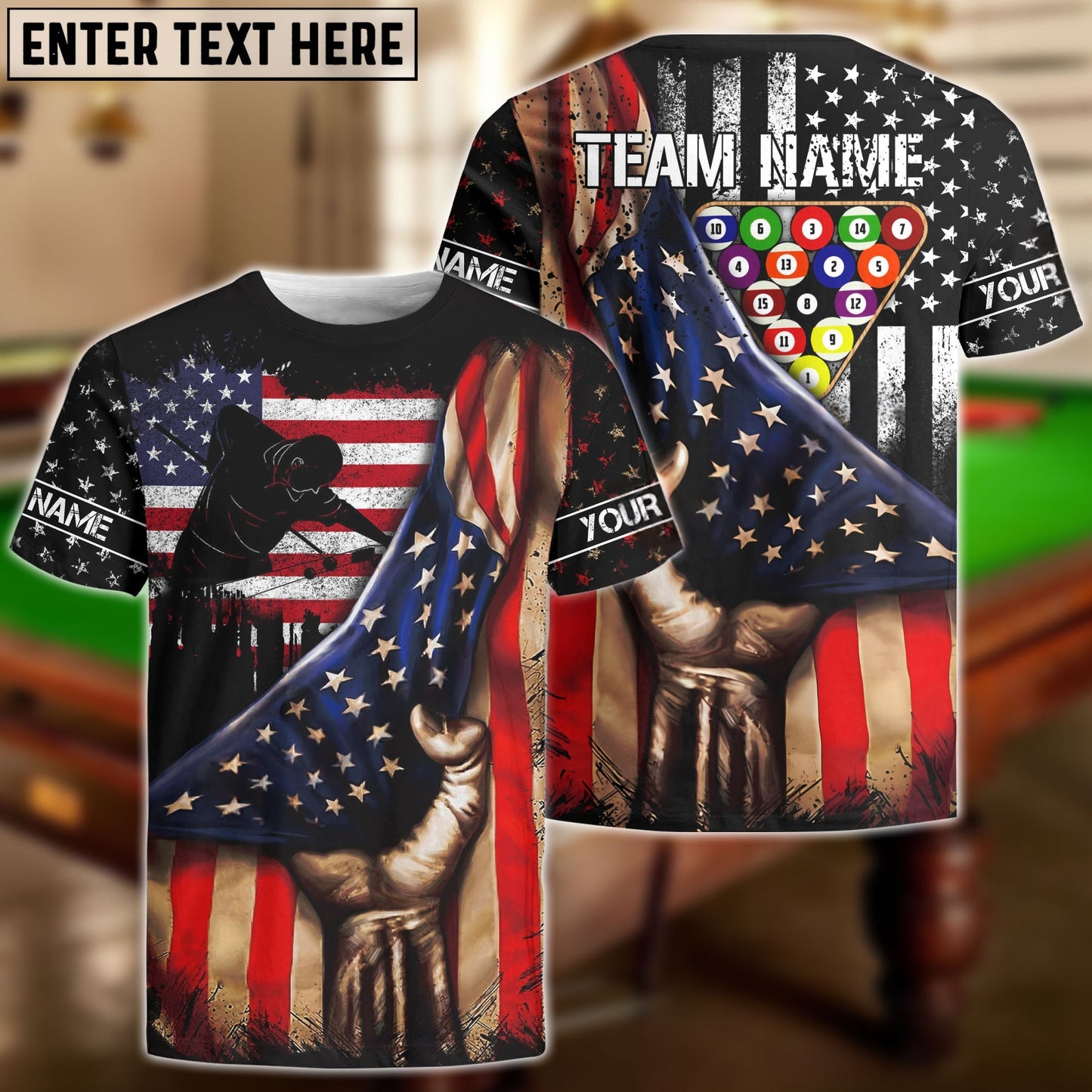 Billiards American Flag 8 Ball Player Personalized Shirt