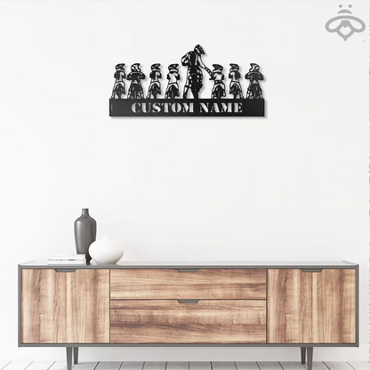 Custom Motocross Family Dad Mom Daughter Metal Wall Art Sign