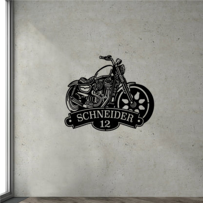 Biker Harley Sign with House Number and Name