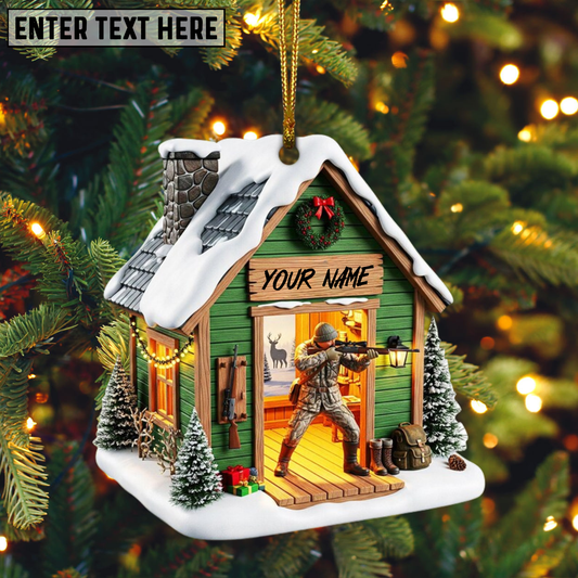 Personalized Hunting Cabin Christmas Ornament, Custom Holiday Keepsake, Unique Gift for Hunters and Outdoorsmen