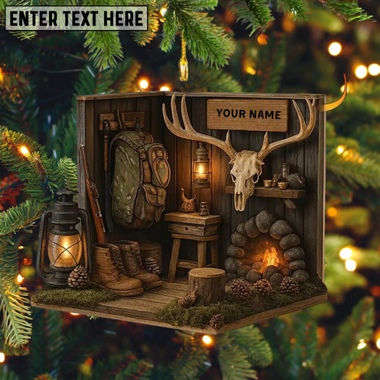Custom Name Hunter Corner Ornament, Personalized Deer Hunting Christmas Gift