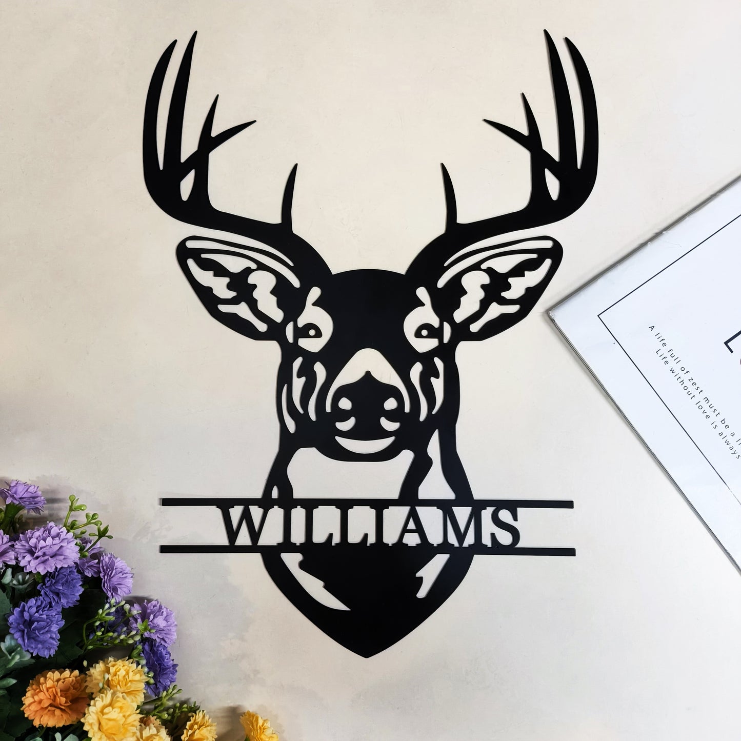 Personalized metal deer head logo