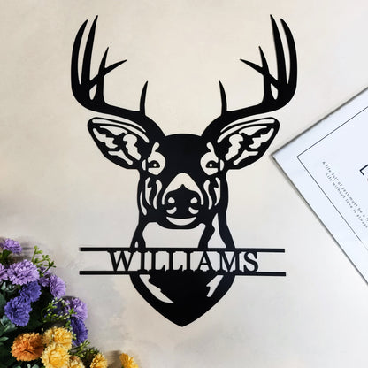 Personalized metal deer head logo