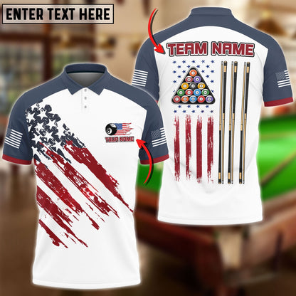 Billiards Ball 8 US Flag Champion Pattern Personalized Name, Team Name Unisex Shirt