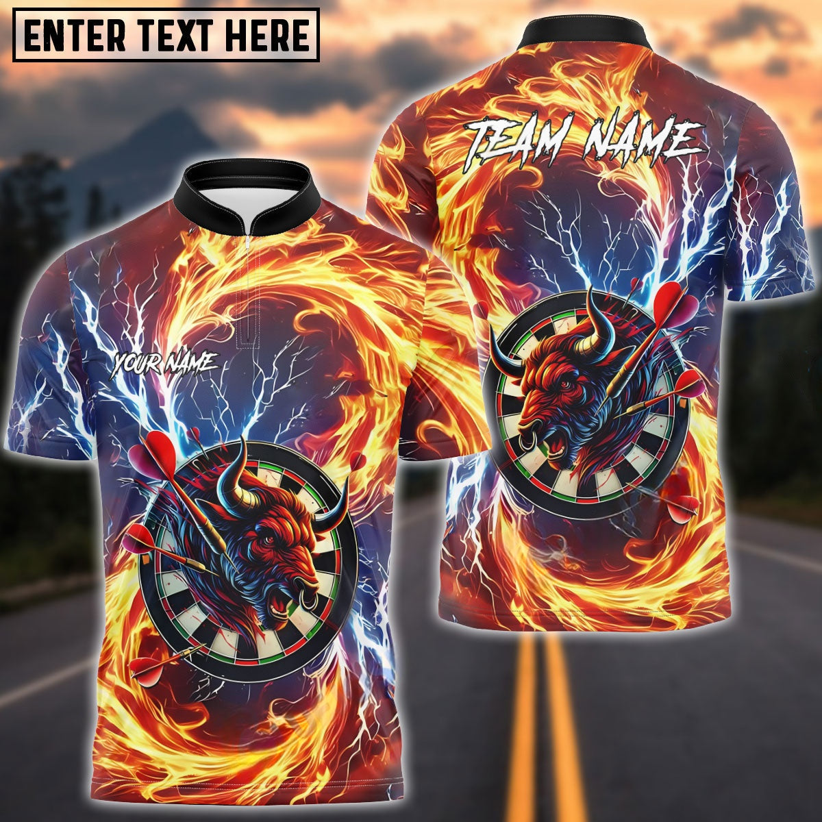 Darts Precision Aim Bullseye Fire And Thunder Personalized Name Shirt