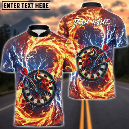 Darts Precision Aim Bullseye Fire And Thunder Personalized Name Shirt