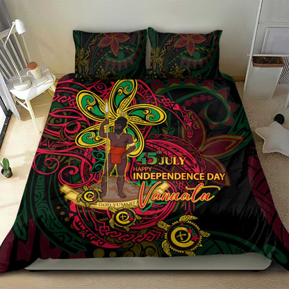 Vanuatu 45th Independence Anniversary Bedding Set Flower Melanesian Namele Turtle - Polynesian Pride