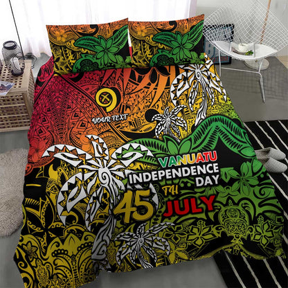 Personalized Vanuatu 45th Independence Anniversary Bedding Set Melanesian Pattern Reggae - Polynesian Pride