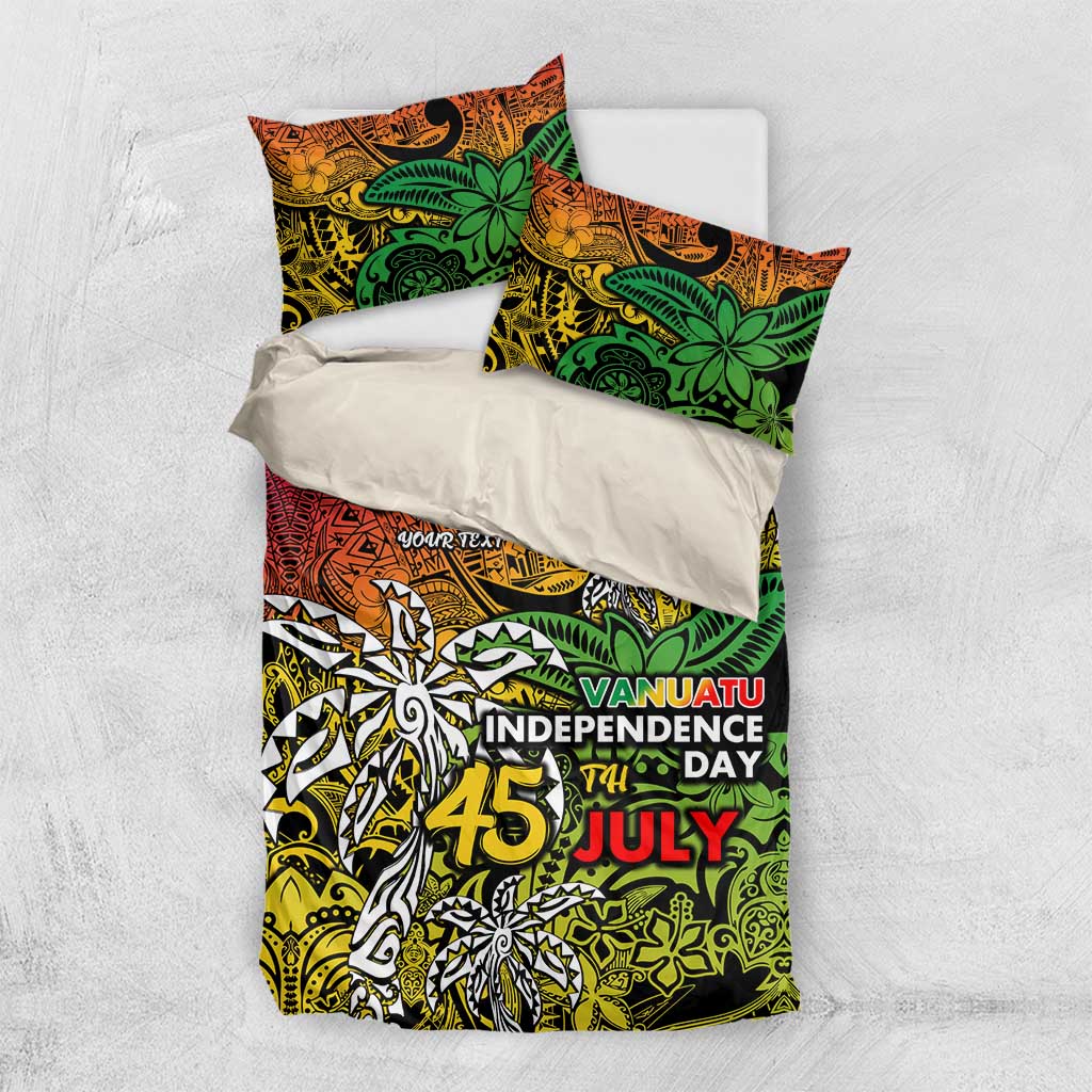 Personalized Vanuatu 45th Independence Anniversary Bedding Set Melanesian Pattern Reggae - Polynesian Pride