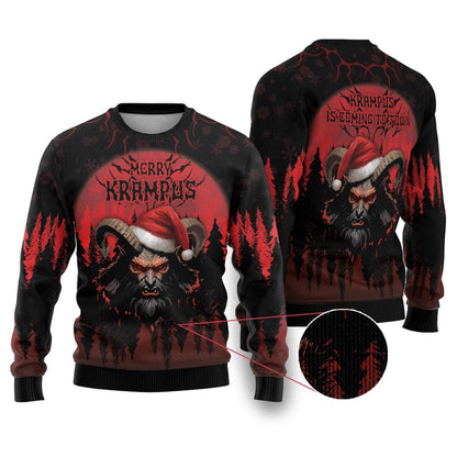 Merry Krampus Ugly Christmas Sweater Dark Grunge Christmas - Wonder Print Shop