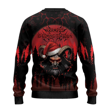Merry Krampus Ugly Christmas Sweater Dark Grunge Christmas - Wonder Print Shop