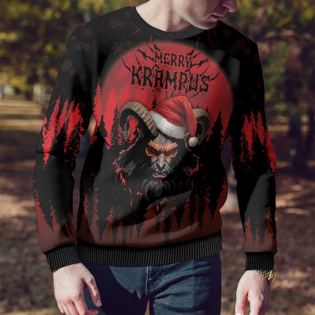 Merry Krampus Ugly Christmas Sweater Dark Grunge Christmas - Wonder Print Shop