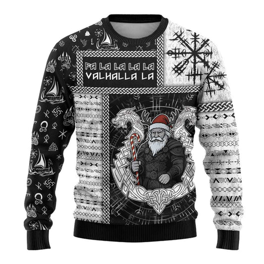 Viking Christmas Ugly Christmas Sweater Fa La La La Valhalla La - Wonder Print Shop