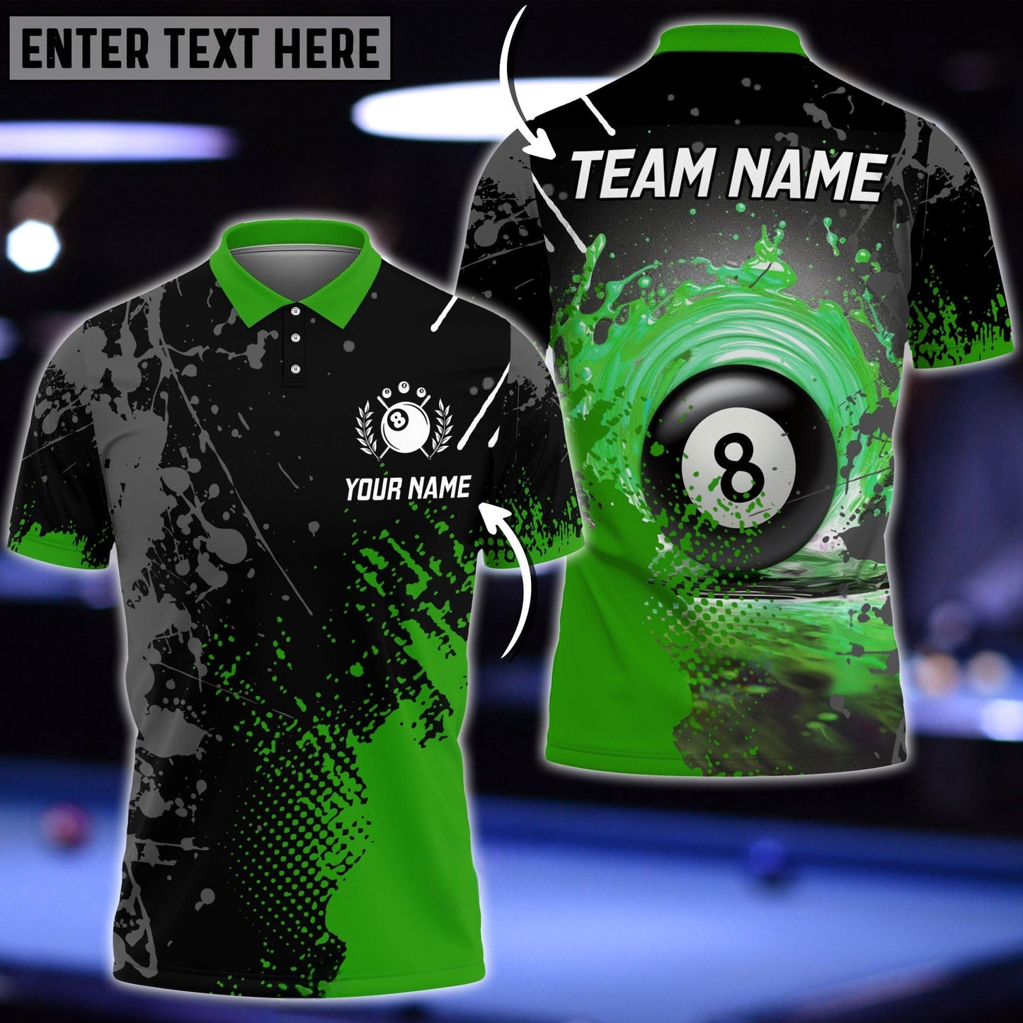 Billiards Ball 8 Pool Smoke US Flag Personalized Name, Team Name Unisex Shirt