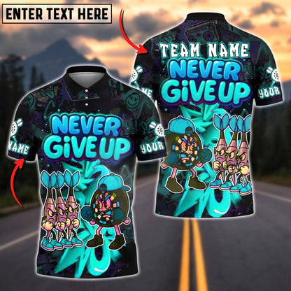 Darts Never Give Up Graffiti Style Personalized Name, Team Name Unisex Shirt (4 Colors)