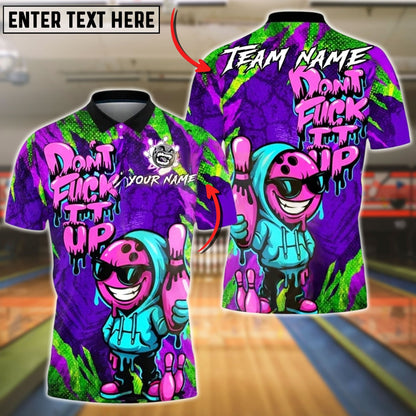 Bowling And Pins Graffiti Hoodie Character Don't F*ck It Up Customized Name, Team Name 3D Shirt (4 Colors)