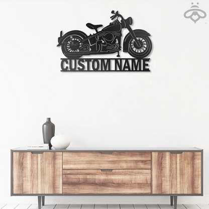 Custom Motorcycle Metal Wall Art, Personalized Motorcycle Garage Name Sign