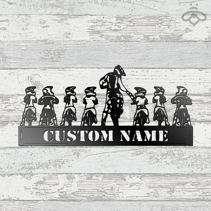 Custom Motocross Family Dad Mom Daughter Metal Wall Art Sign