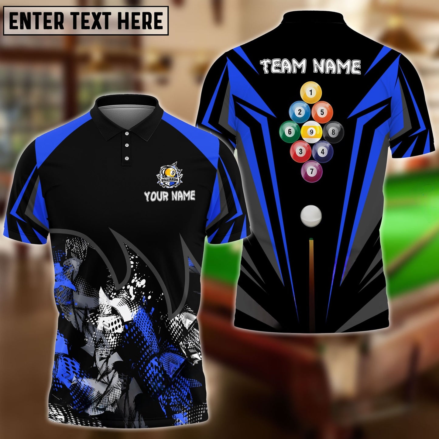 Billiards Ball 9 Broken Fire Personalized Name & Team Name Shirt